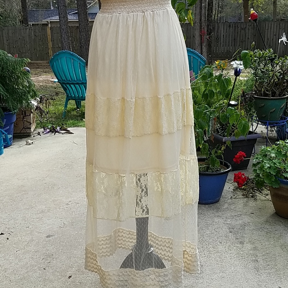 Double zero Cream vintage Bohemian lace dress - Picture 5 of 5